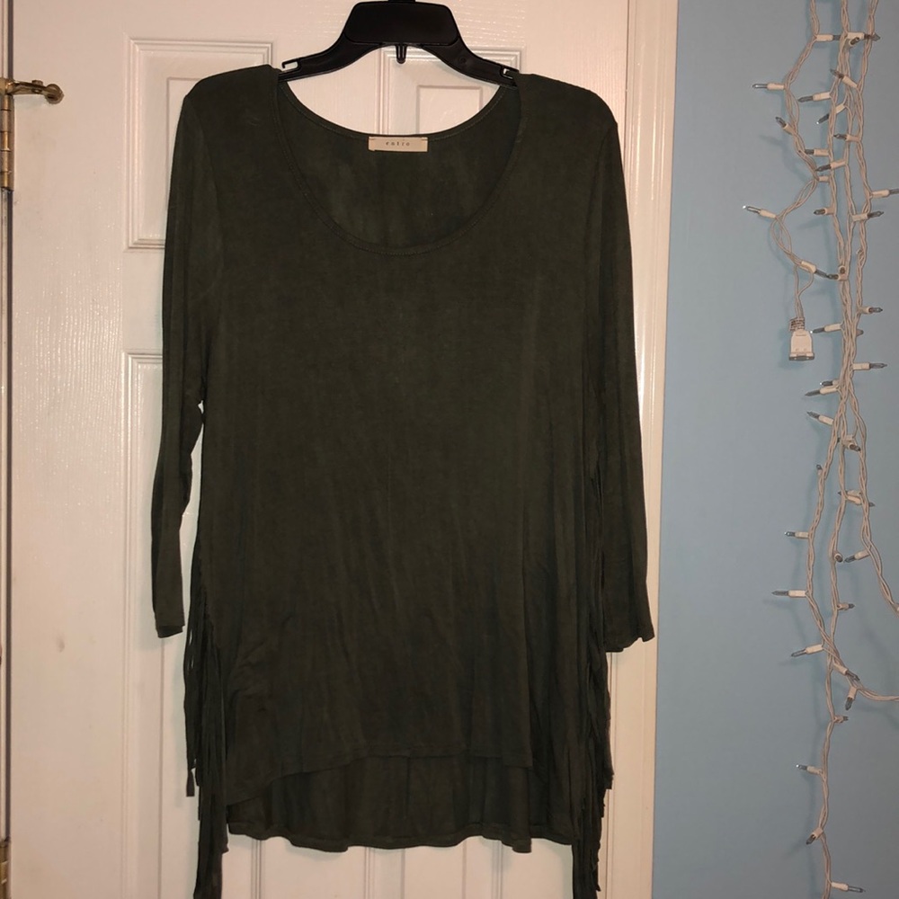 Green fringe top